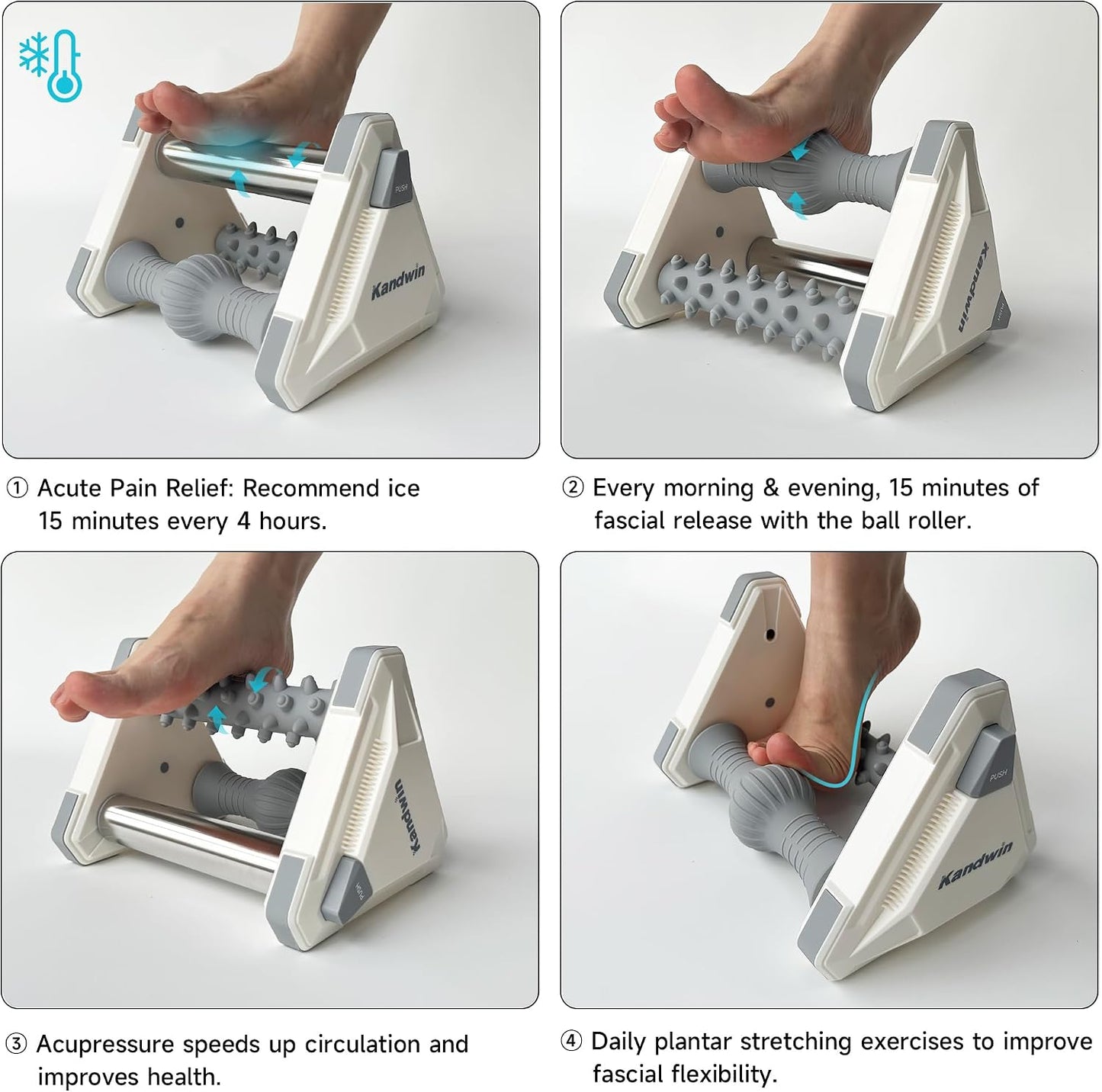 Icing Foot Roller Massager for Plantar Fasciitis Relief, Cold Therapy Massage Tool for Heel Arch Pain & Sore Tired Feet, Runners, Athletes, Standing Workers, Home Office Gym Use, Grey