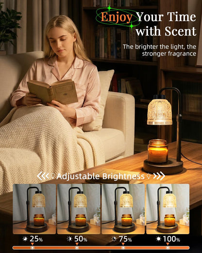 AIFEI Candle Warmer Lamp with Timer, Birthday Gifts for Women Mom, Black | FlameSafety Candle Lamp - Dimmable Adjustable Height with 2 Bulbs, House Warming Gifts New Home, Fits Most Jar Candle