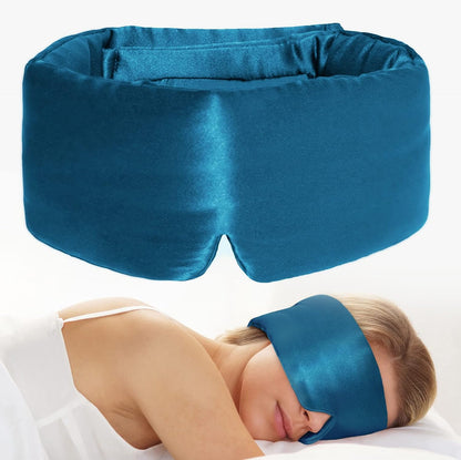 100% Natural Silk Eye Mask for Women Men, Soft Pressureless Cooling Blackout Eye Covers for Sleeping, Large Size Sleep Mask fits All Heads Adjustable, 1PC, Black