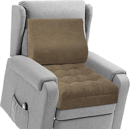 Recliner Cushion for Elderly with Lumbar Support Pillow - 20x20x5 Inch Extra Thick Recliner Seat Cushion for Seniors Relief Back Pain and Tailbone Pain from Long Sitting Non-Slip Bottom