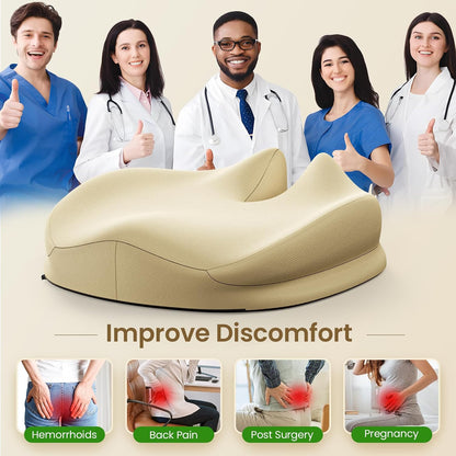 Benazcap Memory Foam Seat Cushion, Ergonomic Office Chair Cushion | Memory foam cushion relieves pressure and supports tailbone comfort for office chairs, cars, wheelchairs and home use.