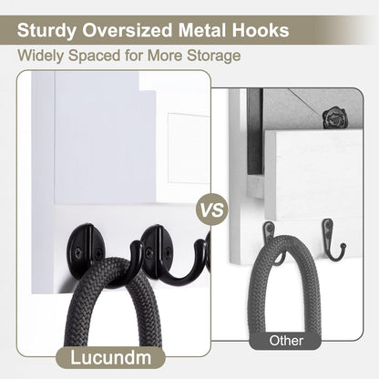Key Holder Wall Mount, Mail Holder with Storage Drawer | Key and Mail Holder with 5 Key Hooks for Coat, Dog Leash, Home Decor Rack, House Accessories, Entry Way Organizer