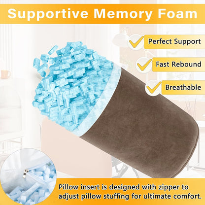 1 MIDDLE ONE Recliner Leg Rest Cushion with Strap, Memory Foam Under Knee Pillow for Back Sleeping and Foot Elevation, Half Moon Bolster Pillow for Chair, Head, Lumbar Support, 23x9x4in (Grey)