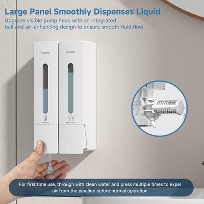 Shampoo and Conditioner Dispenser - Shower Soap Dispenser Wall Mounted No Drill - Shampoo Conditioner Body Wash Dispenser 3 Chamber - Easy Install for Bathroom Hotel Black 1200ml