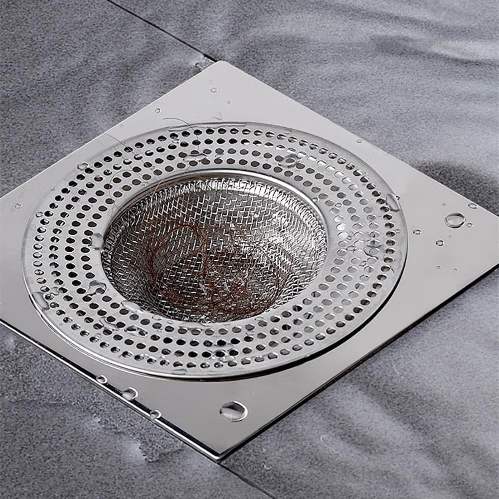 2pcs Heavy Duty Stainless Steel Slop Basket Filter Trap, 2.75" Top / 1" Mesh Metal Sink Strainer Shower Drain Hair Catcher for Kitchen Bathroom Bathtub Wash Basin Floor Balcony Drain Hole, Utility