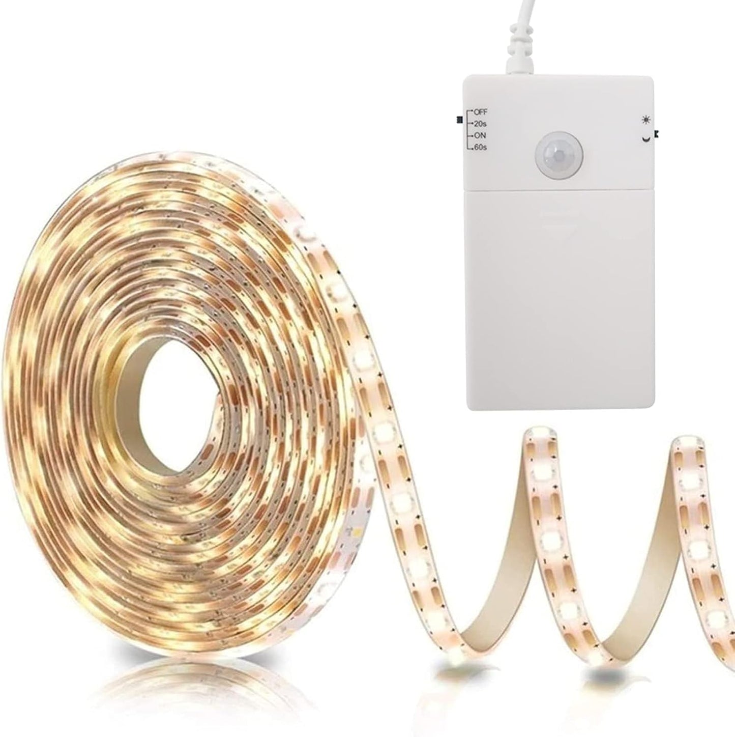 9.8Ft 90 LED Battery Operated Motion Sensor Closet Strip Lights for Stairs | Motion Sensor Cabinet Strip Lights, Motion & Night Sensor Safe Tape Light for Cupboard Wardrobe Kitchen (Cool White)