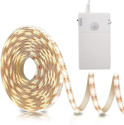 9.8Ft 90 LED Battery Operated Motion Sensor Closet Strip Lights for Stairs | Motion Sensor Cabinet Strip Lights, Motion & Night Sensor Safe Tape Light for Cupboard Wardrobe Kitchen (Cool White)