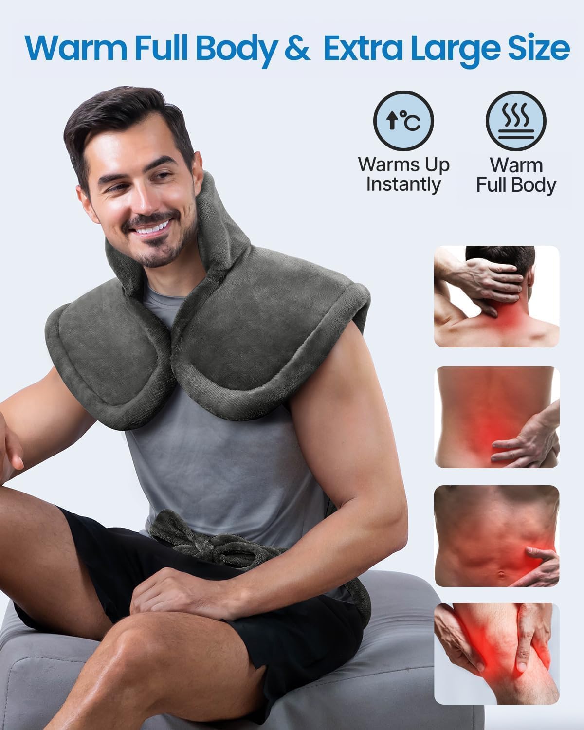 RENPHO Electric Heating Pad - 6 Heat Levels for Neck Shoulder and Back, Birthday Gifts for Women Men Mom Dad, Weighted Pad for Snug Fit, ETL Safety Certified, FSA Eligible, 24"x33" Gray
