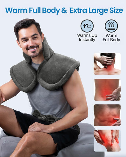 RENPHO Electric Heating Pad - 6 Heat Levels for Neck Shoulder and Back, Birthday Gifts for Women Men Mom Dad, Weighted Pad for Snug Fit, ETL Safety Certified, FSA Eligible, 24"x33" Gray