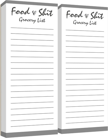 Hebayy 100 Pages Food&Shit Magnetic Back Funny Grocery List Planner Note Pad To Do List for Fridge Locker (3" x 8")