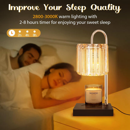 Candle Warmer Lamp with Timer, Electric Candle Warmer for Jar Candles, House Warming Gifts, Modern Home Decor Dimmable Wax Melting Lamp with Large Head, Black, Glass