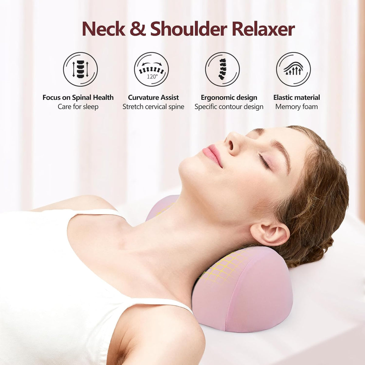 ComfortLife Small Neck Stretcher Pillow for Pain Relief, Medium Soft Cervical Traction Device Neck Mild Support Pillow Foam Cervical Neck Pillow for Tension Muscle Relax Relief (Grey)