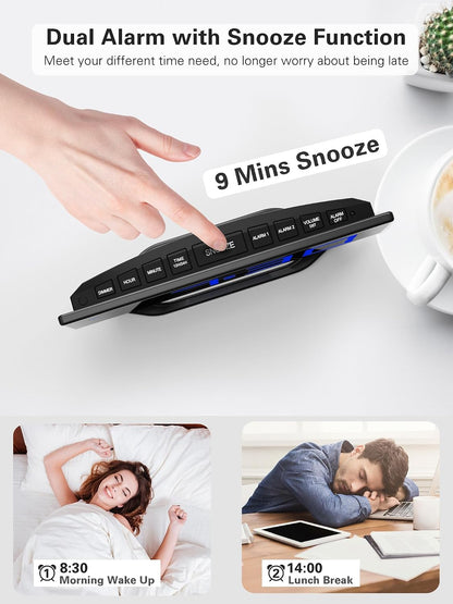 Roxicosly Super Loud Alarm Clock with Bed Shaker,Vibrating Alarm Clock for Heavy Sleepers Hearing Impaired Deaf Teens with USB Charger, Battery Backup,7-Level Brightness&Volume,Snooze,DST