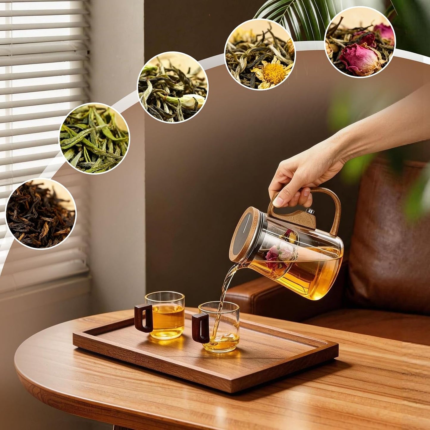 Magnetic Tea Pot with Infuser, Magic Loose Leaf Enchantipot, Borosilicate Glass Tea Maker with Strainer, One-Touch Tea Separation, Heat Resistant Tea Pot for Home & Office - 25.4oz (750ml)