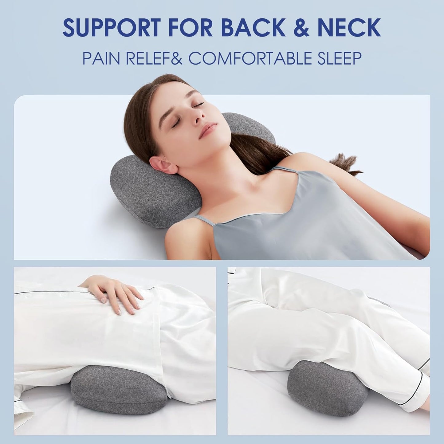 COMFYTHERA Cervical Neck Pillow for Pain Relief Sleeping, Small Neck roll Pillow Memory Foam for Stiff Neck Pain Relief, Neck Support Pillow Travel Bolster Pillow for Bed Pillow