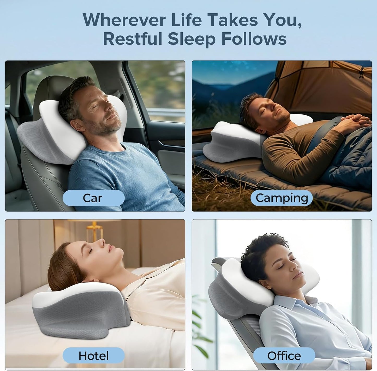 Cervical Neck Pillow for Pain Relief, Ergonomic Side Sleeper Pillow for Sleeping, Orthopedic Neck Support Contour Memory Foam Pillow for Side Back Stomach Sleepers, Ideal for Office Travel