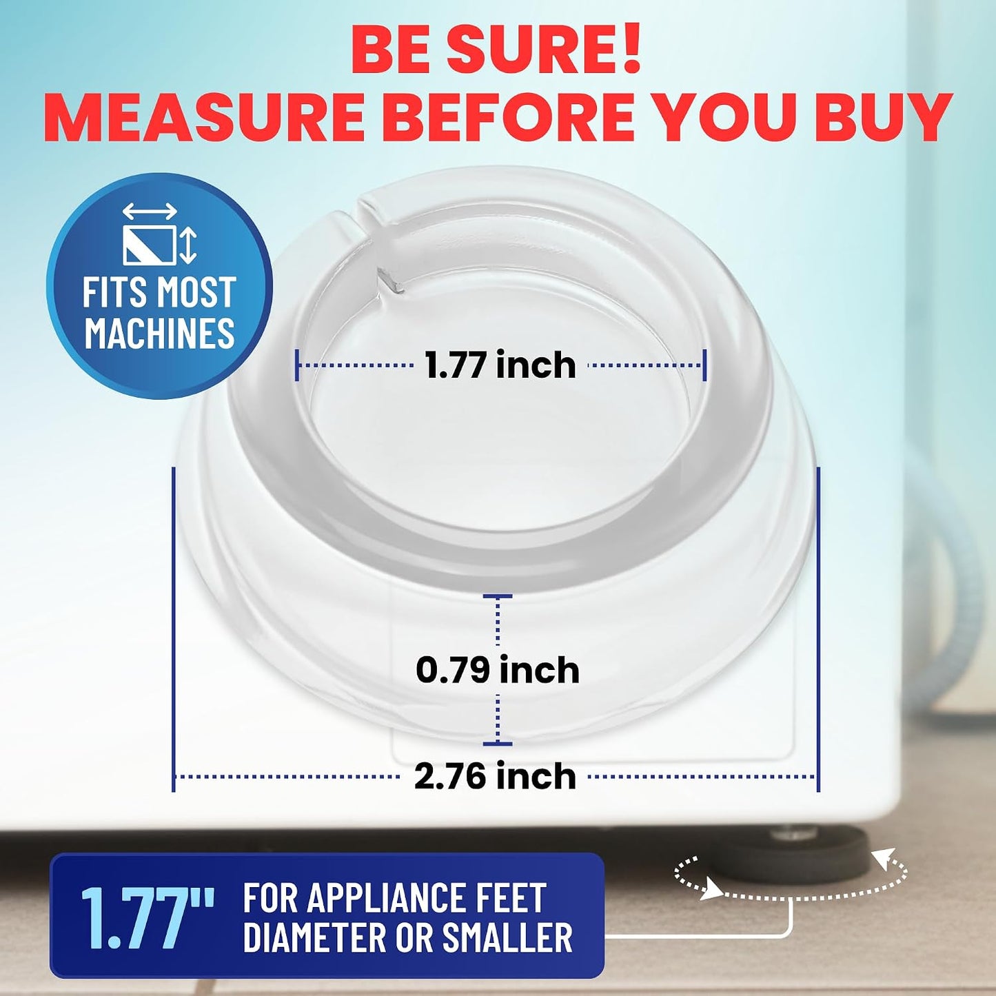 Anti Vibration Pads for Washing Machine – 4 Pack Silicone Washer Anti Vibration Pads Stabilizer Feet, Fits Round Feet up to 1.65”, Shock & Noise Reduction Washing Machine Pads