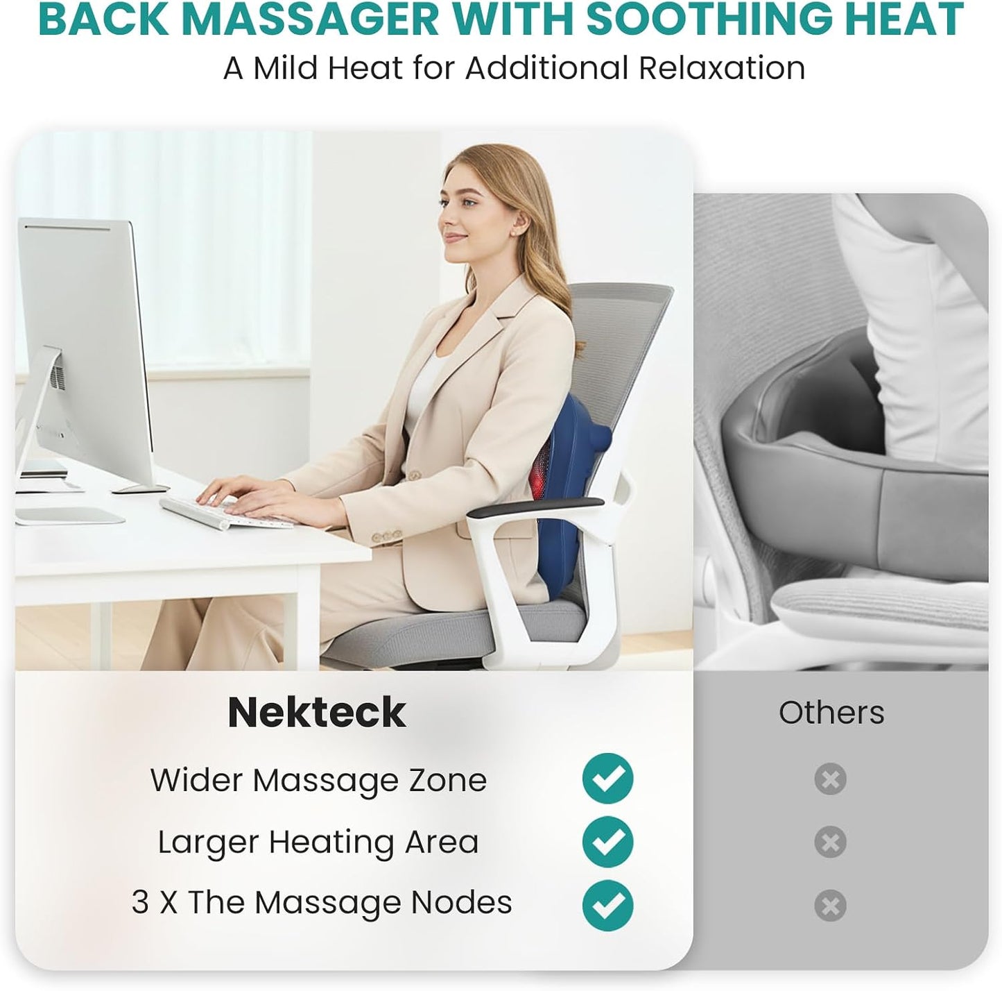 Nekteck Foot Massager with Heat, HSA Eligible FSA Massage Tools Gifts | Shiatsu Heated Electric Kneading Foot Massager Machine for Plantar Fasciitis, Built-in Infrared Heat Function and Power Cord