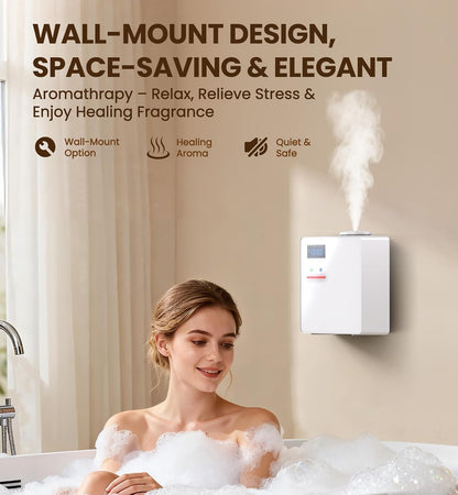 Waterless Essential Oil Diffuser 5000 Sq.Ft Coverage for Large Home, Hotel, or Office, 200ml Cold Air Scent Diffuser Machine with Bluetooth App Control, Quiet No-Heat HVAC Fragrance Diffuser