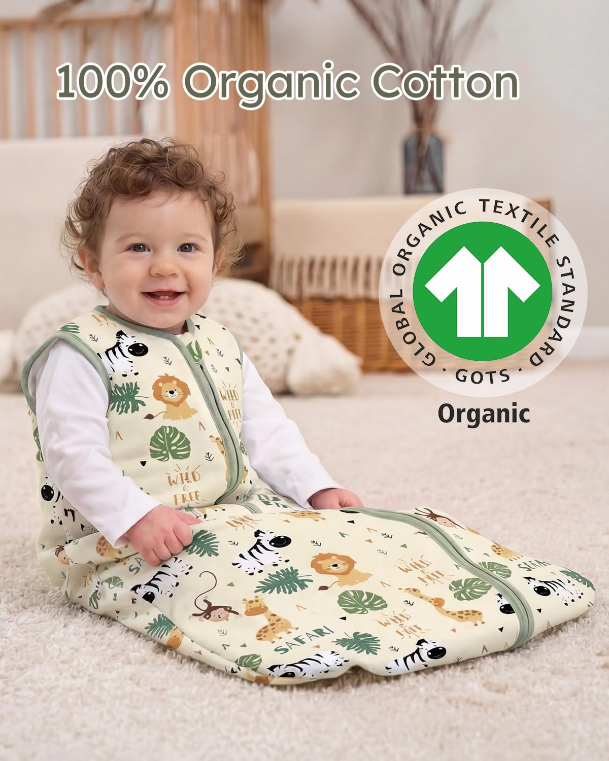Yoofoss Baby Sleep Sack 0-6 Months Wearable Blanket for Babies 100% Organic Cotton 2-Way Zipper TOG 0.5 Toddler Sleeping Sack 3 Pack, Sleep Sacks