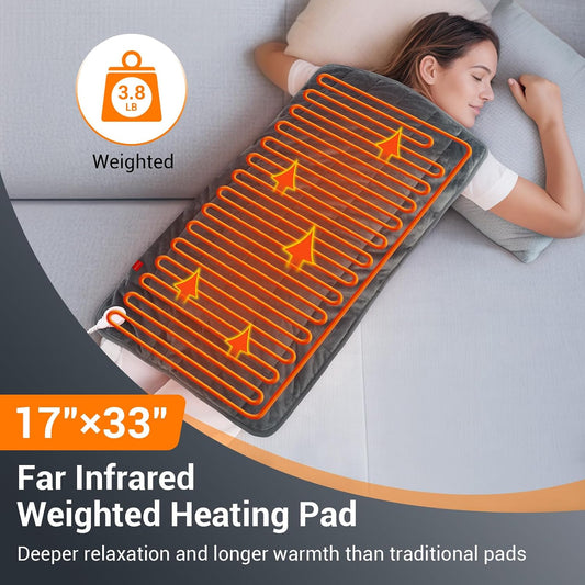 Comfytemp Weighted Large Heating Pad 17"×33", Far Infrare, FSA Eligible HSA