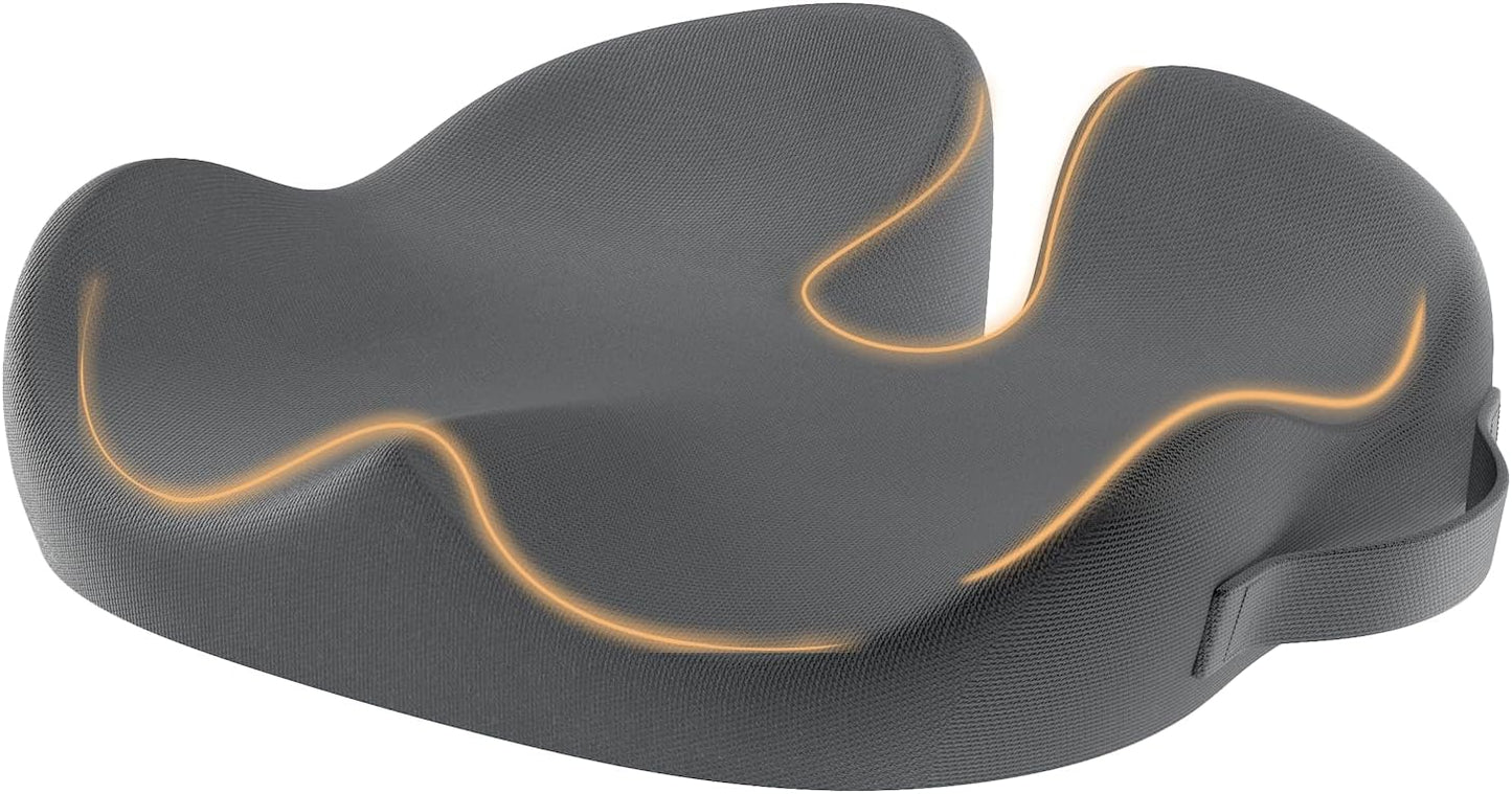 ProtoArc Seat Cushion, Office Chair Cushion for Sciatica, Black | Coccyx Cushion, Ergonomic Memory Foam Seat Cushion for Car, Home, Pressure Relief Pad for Hip, Tailbone, All Day Comfort