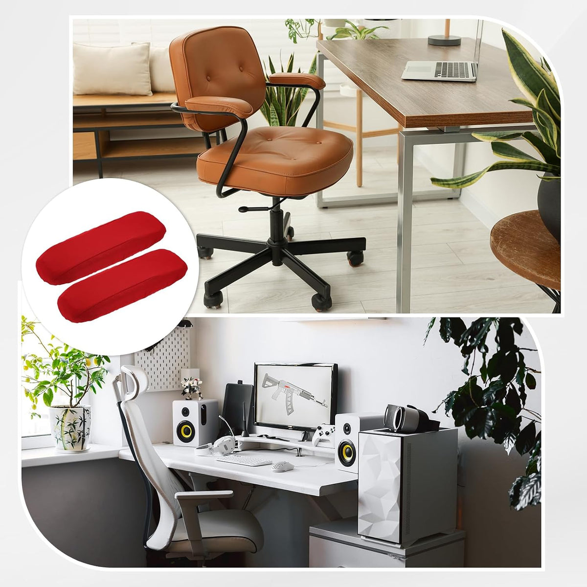 uxcell Chair Armrest Slipcovers Covers, 32 x 8cm Polyester Removable Seat Hand Rest Protector for Office Chairs Desk Chair(Dark Gray)