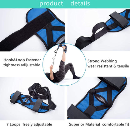 Stretching Strap, Fitness Yoga Stretch Strap with 7 Loops, Foot and Calf Stretcher Ankle Stretch Bands, Improve Strength Relieve Pain for Plantar Fasciitis Achilles Tendonitis Heel Spurs Drop Foot
