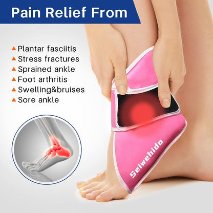 Ankle Ice Pack Wrap for Heel Swelling Pain Relief Reusable Gel Hot Cold Compress for Achilles Tendonitis Plantar Fasciitis, Post-Surgery, Sports Injury(1pcs,Blue)