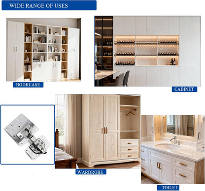 8 PCS Cabinet Hinge Repair Plate, Stainless Steel Hinge Replacement Kit, Stainless Steel Door Hinge Plate, Hinges Repair Board, Cabinet Fixing Plate Bracket with Mounting Screws for Kitchen Cabinet