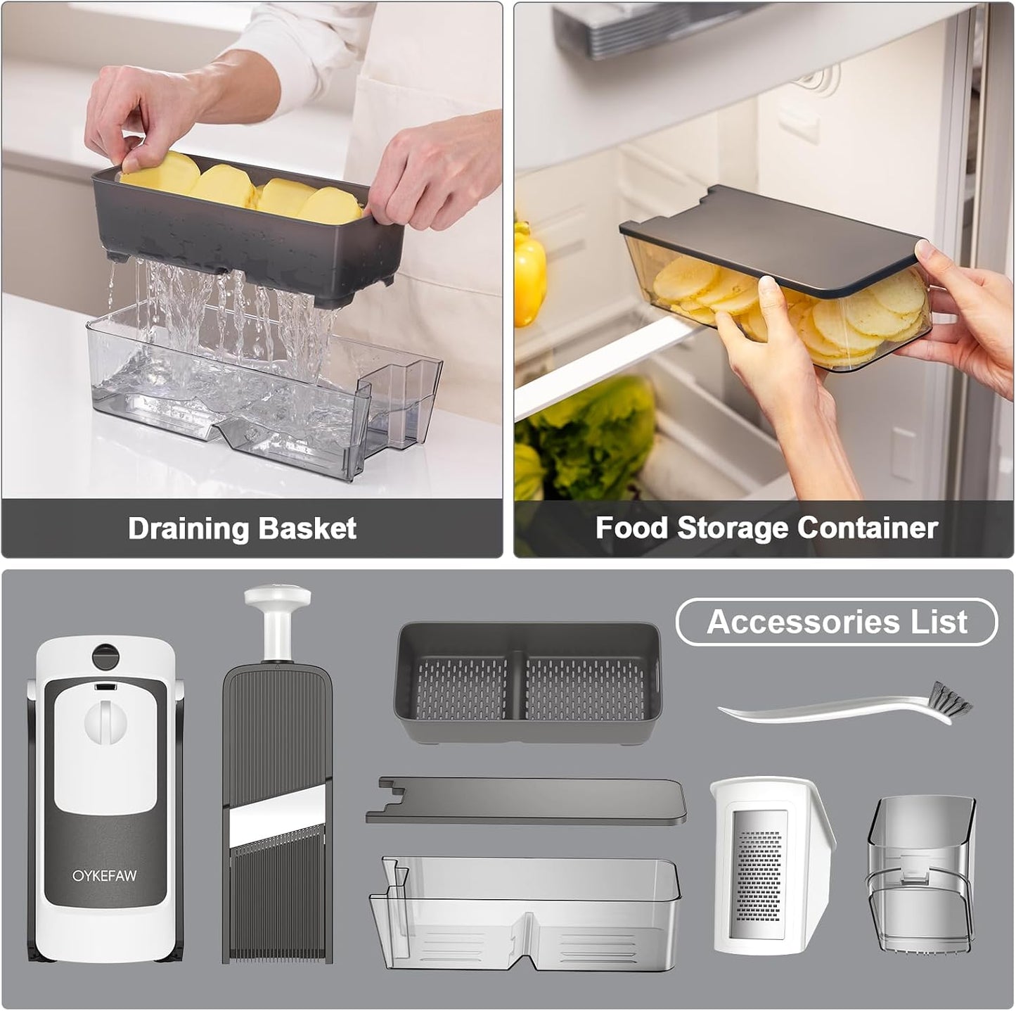 Safe Mandoline Slicer for Kitchen, Potato Slicer for Chips,Vegetable Cutter | Potato Slicer for Chips, 6 in 1 Vegetable slicer with Thickness Adjuster, Faster Kitchen Slicer for Meal Prep (Only Slice)