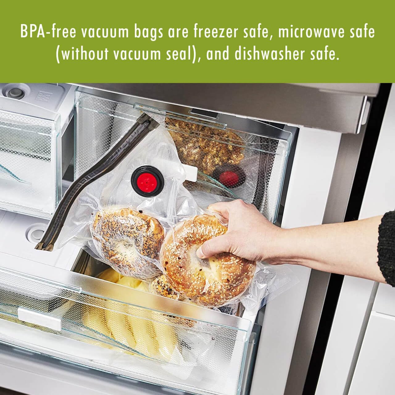 For food to stay fresh up to 5X longer, pump required (not included).