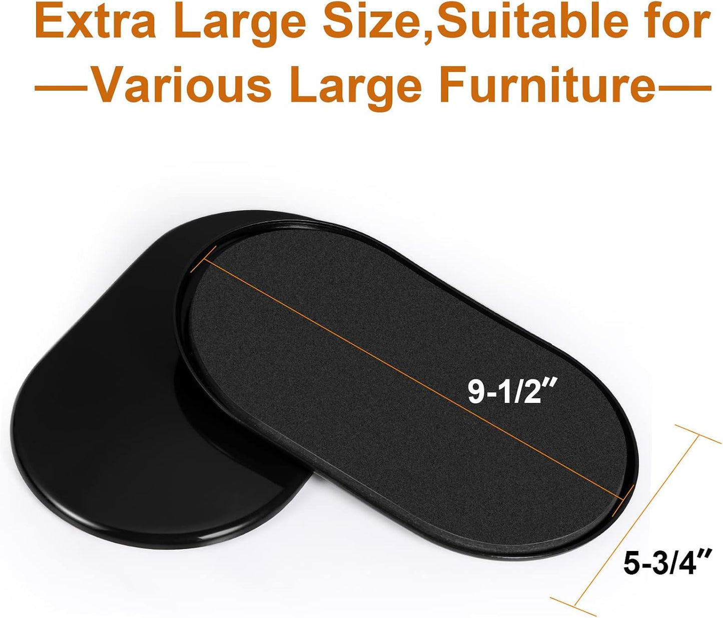 4PCS Large Furniture Sliders for Carpet and Hardwood Floors,9 1/2" x 5 3/4" | Reusable Furniture Moving Pad,Premium Furniture Movers Sliders, Oval Heavy Duty Sliders, Move Easily Protect Your Floor,Beige