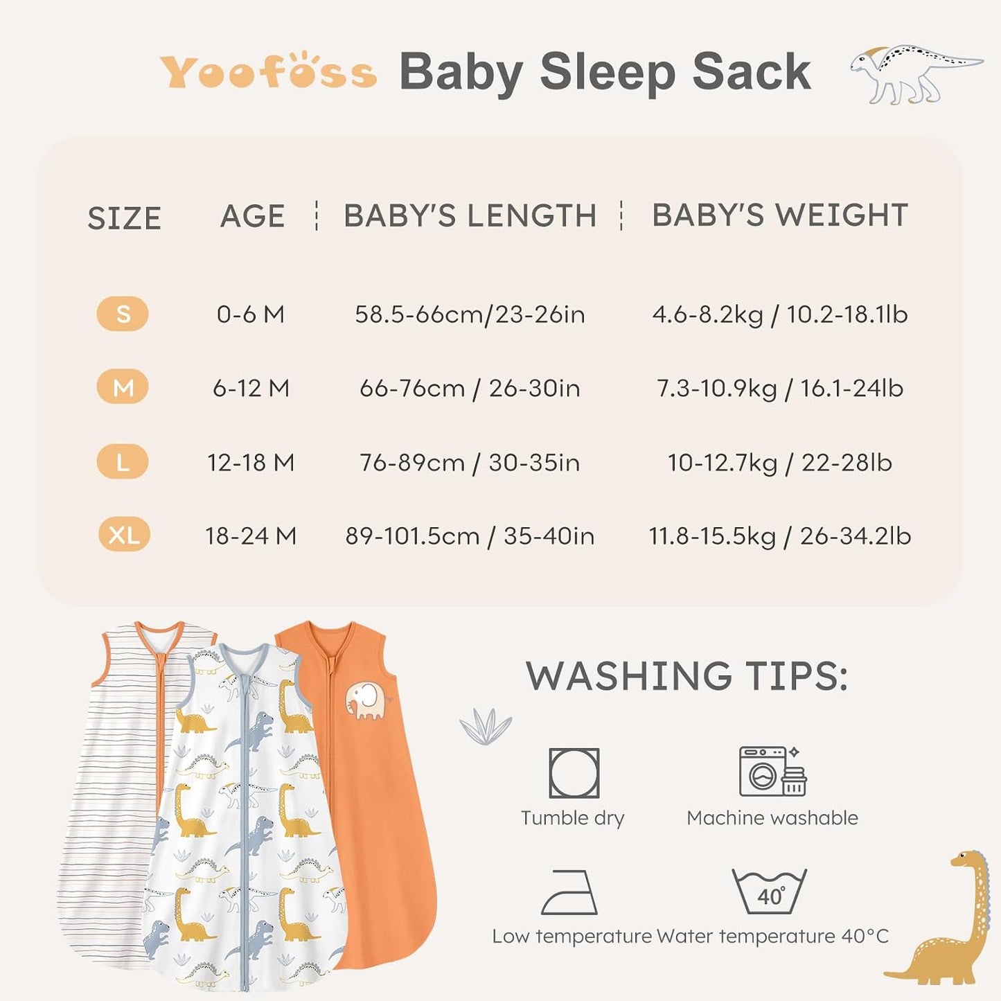 Yoofoss Baby Sleep Sack 0-6 Months Wearable Blanket for Babies 100% Organic Cotton 2-Way Zipper TOG 0.5 Toddler Sleeping Sack 3 Pack, Sleep Sacks