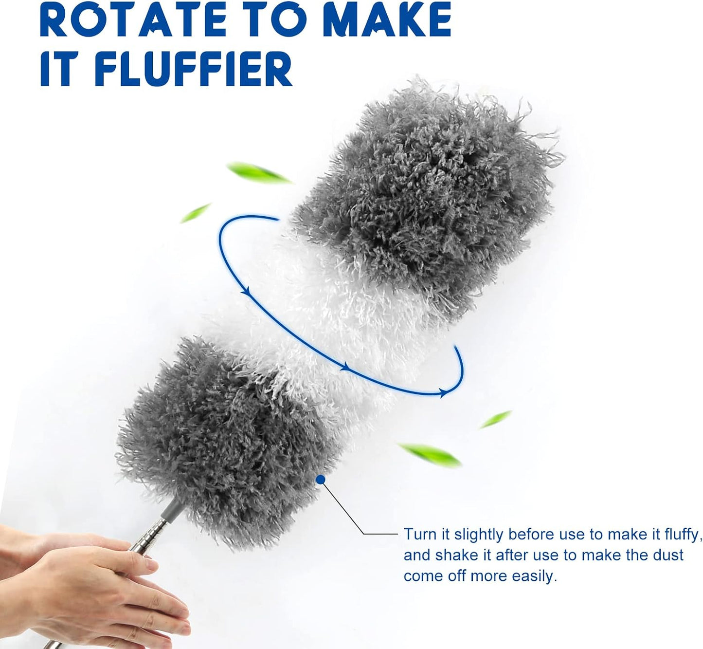Retractable Gap Dust Cleaner Cleaning Tools with 2 Microfiber Dusting Cloths Long Handle 60inches Washable and Retractable Duster Brush for Cleaning Under Appliances Furniture Couch Fridge