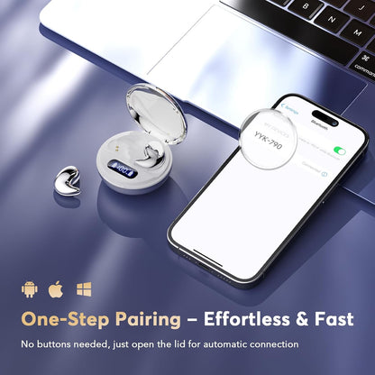Side Sleeper Sleep Earbuds, Ultra Flat Invisible Hidden Bluetooth Headphones, Zero Pressure White Noise Sleep Earphones, No Lights or Pop-Up Alerts for All Night Comfortable Undisturbed Sleep