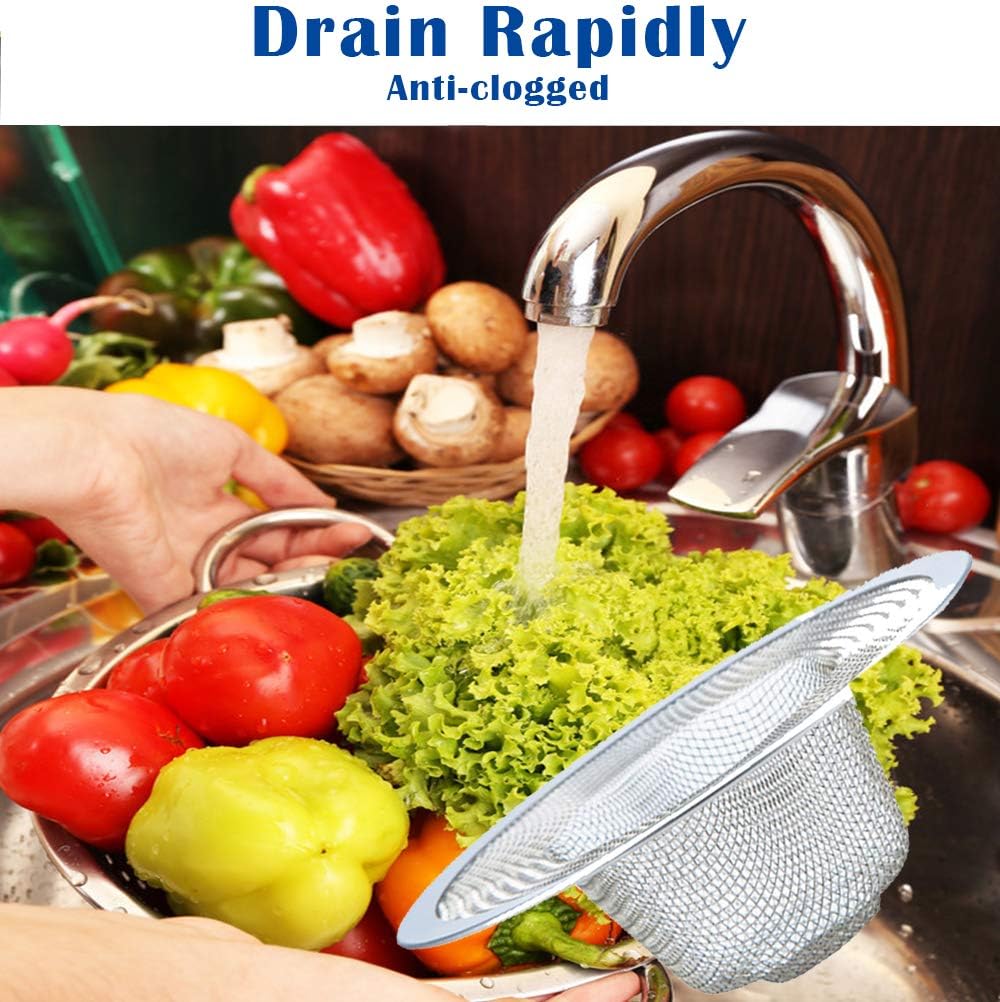 2 pcs Heavy Duty Stainless Steel Slop Basket Filter Trap, 2.75" Top / 1" Mesh Metal Sink Strainer,Perfect for Kitchen Sink/Bathroom Bathtub RV Wash Basin Floor Drain Balcony Drain Hole