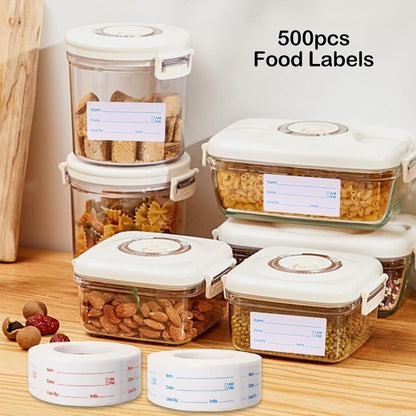 500 Pieces Dissolvable Food Labels,1 x 2inch Food Date Stickers Labels Freezer Labels for Food Containers, Easy to Write On(red)