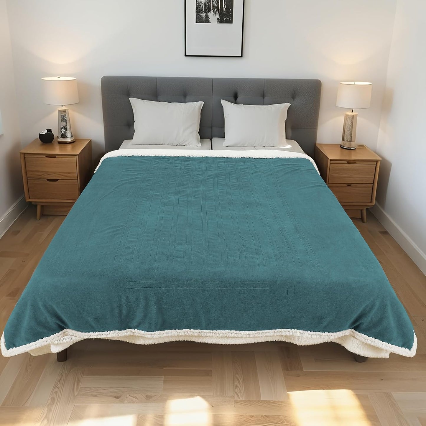 Electric Heated Blanket Full Size 72"x84" – Light Gray | ETL for Safe Overnight, 4 Heat Settings & 10H Auto Off, Dual-Sided Microplush Sherpa for Home Night, Machine washable