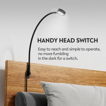 acegoo Wall Mounted Minimalist Bedside Reading Light, Wooden Headboard Mount Flexible Neck Book Light, Handy Lamp Head Switch, CRI 98+ 4000K LED, Powered by USB