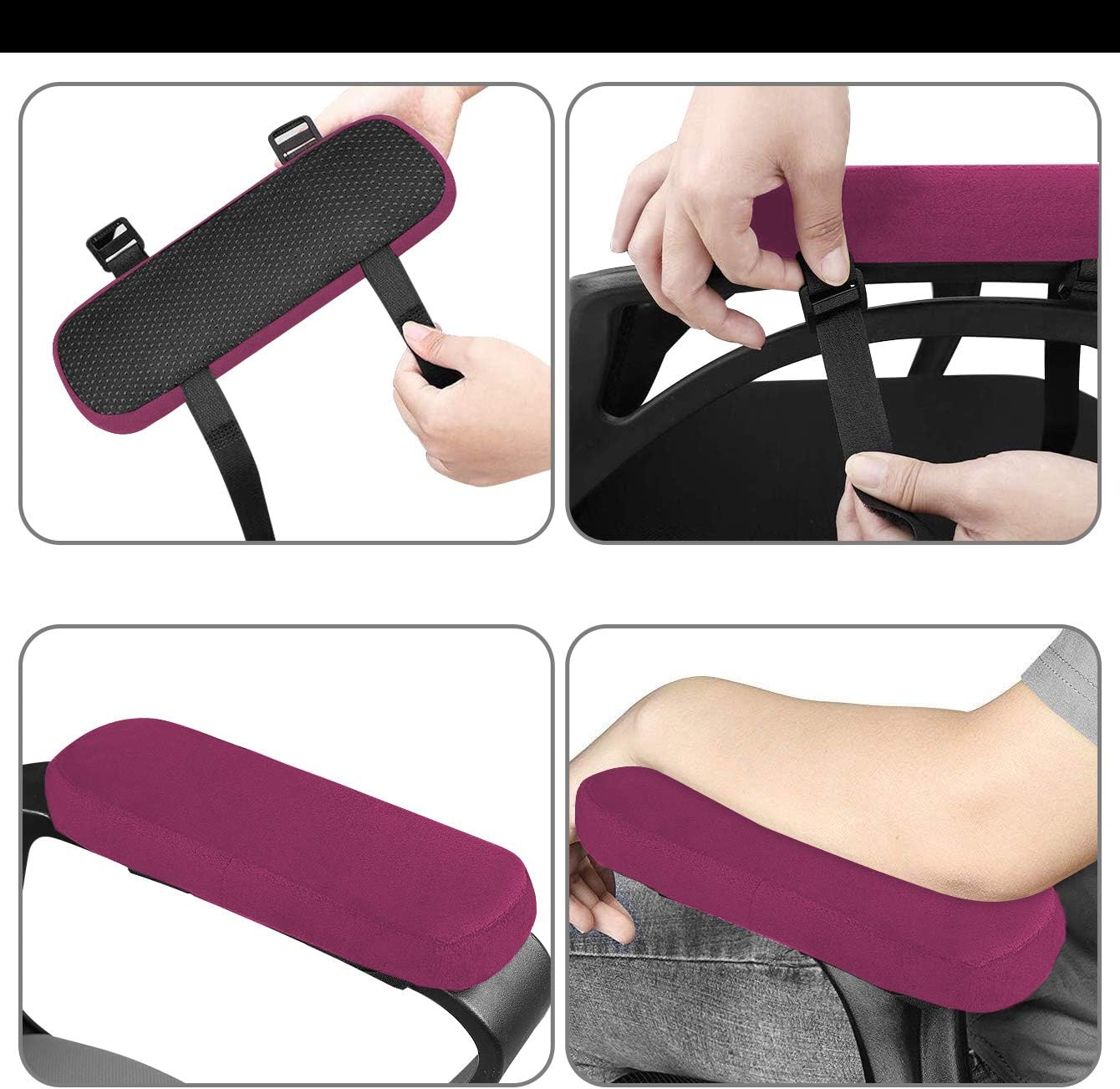 MOSISO Chair Armrest Pads, Home/Office Chair Arm Rest Covers, Black | 2 Pack Memory Foam Comfy Computer Gaming Elbow Cushion, Removable Washable Elbow, Support Forearm Pressure Relief