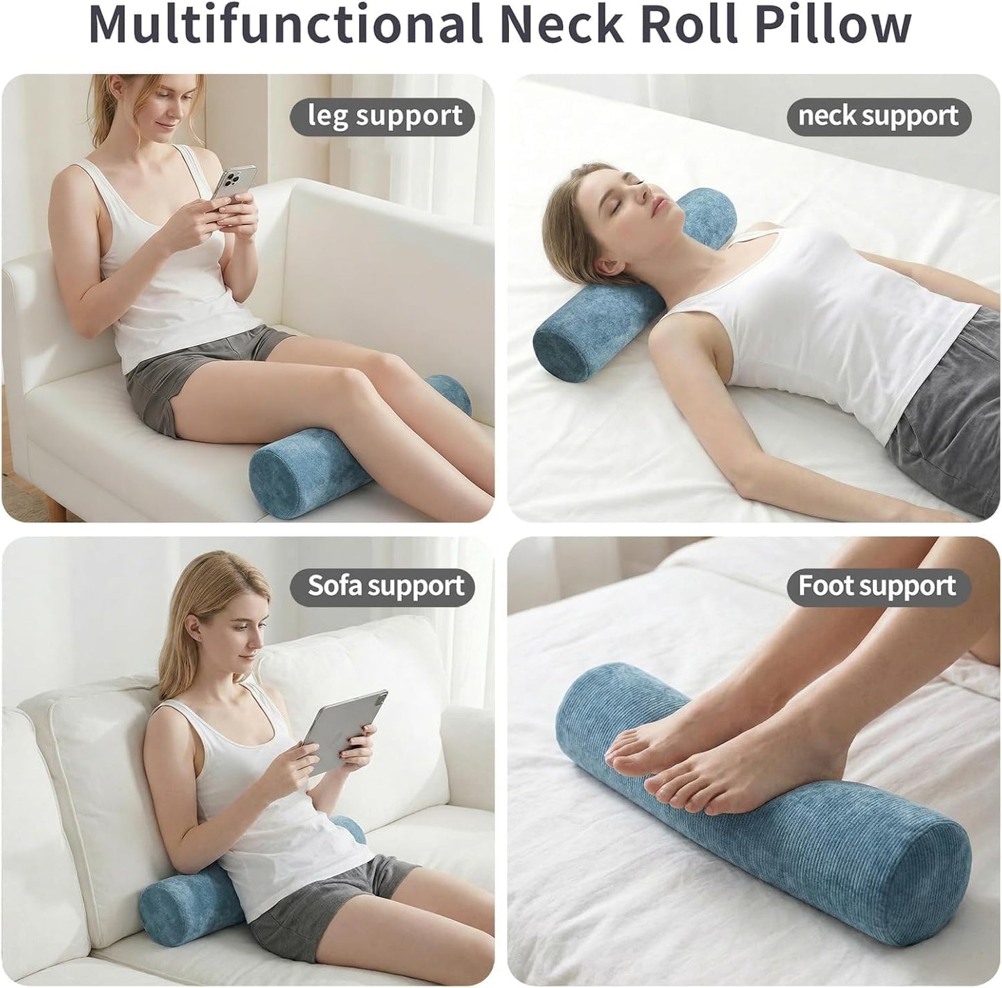 iYKYK Cervical Neck Support Foam Round Pillow for Sleeping and Pain Relief, Memory Foam Body Positioner (Dark Gray)
