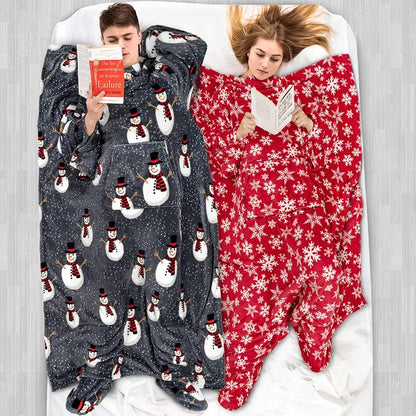 PAVILIA Fleece Blanket with Sleeves, Foot Pockets for Women Men Adults, Plush Wearable Blanket Throw Wrap, Warm Snuggle Blanket Robe, Cozy Gift Ideas Wife Mom, Dark Purple