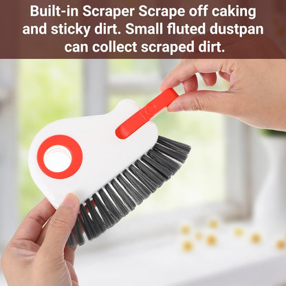 Qianyu 2 PCS Groove Cleaning Brush 2 in 1 Window Track Cleaning Tool Crevice Cleanings Brush Multifunction Hard Bristle with Hidden Scraper Grout Cleaner Grip Brushes for Slid Door Track Window Sill