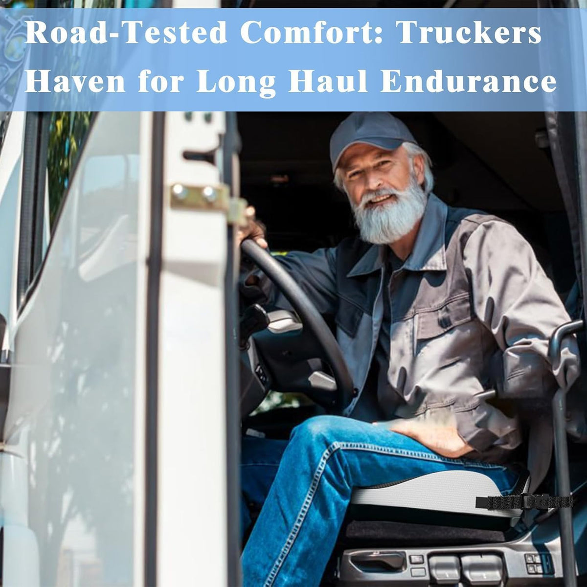 X-Large Truck Seat Cushion for Truck Drivers, Memory Foam Support