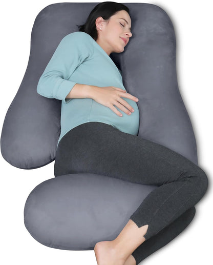 MOON PARK Pregnancy Pillows for Sleeping - 57 Inch U Shaped Full Body Maternity Pillow with Removable Cover - Support for Back, Legs, Belly, Hips - Pregnancy Pillow for Women - Grey