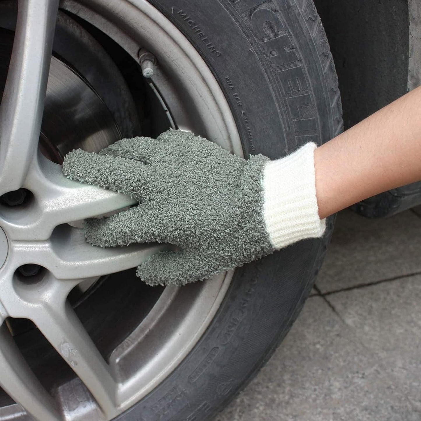 MIG4U Microfiber Dusting Gloves House Cleaning Glove for Blinds, Windows, Shutters, Furniture, and Car, Reusable Lint-Free Blue 1 Pair S/M