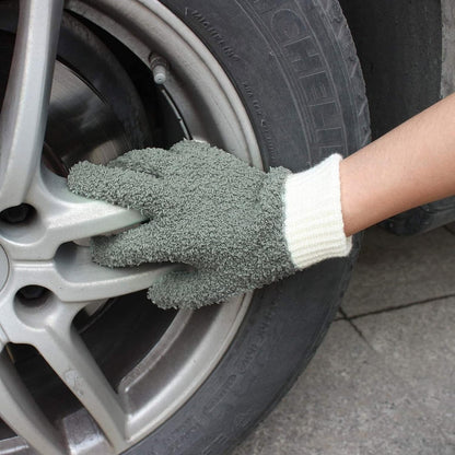 MIG4U Microfiber Dusting Gloves House Cleaning Glove for Blinds, Windows, Shutters, Furniture, and Car, Reusable Lint-Free Blue 1 Pair S/M