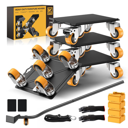 KYX Furniture Dolly, Furniture Movers with 5 Wheels,Carbon Steel Panel Heavy Duty Dolly, Furniture Lifter with 360° Rotatable Silent Floor-Friendly Universal Wheels, Max Load 4000LBS (6.9x6.9 in)