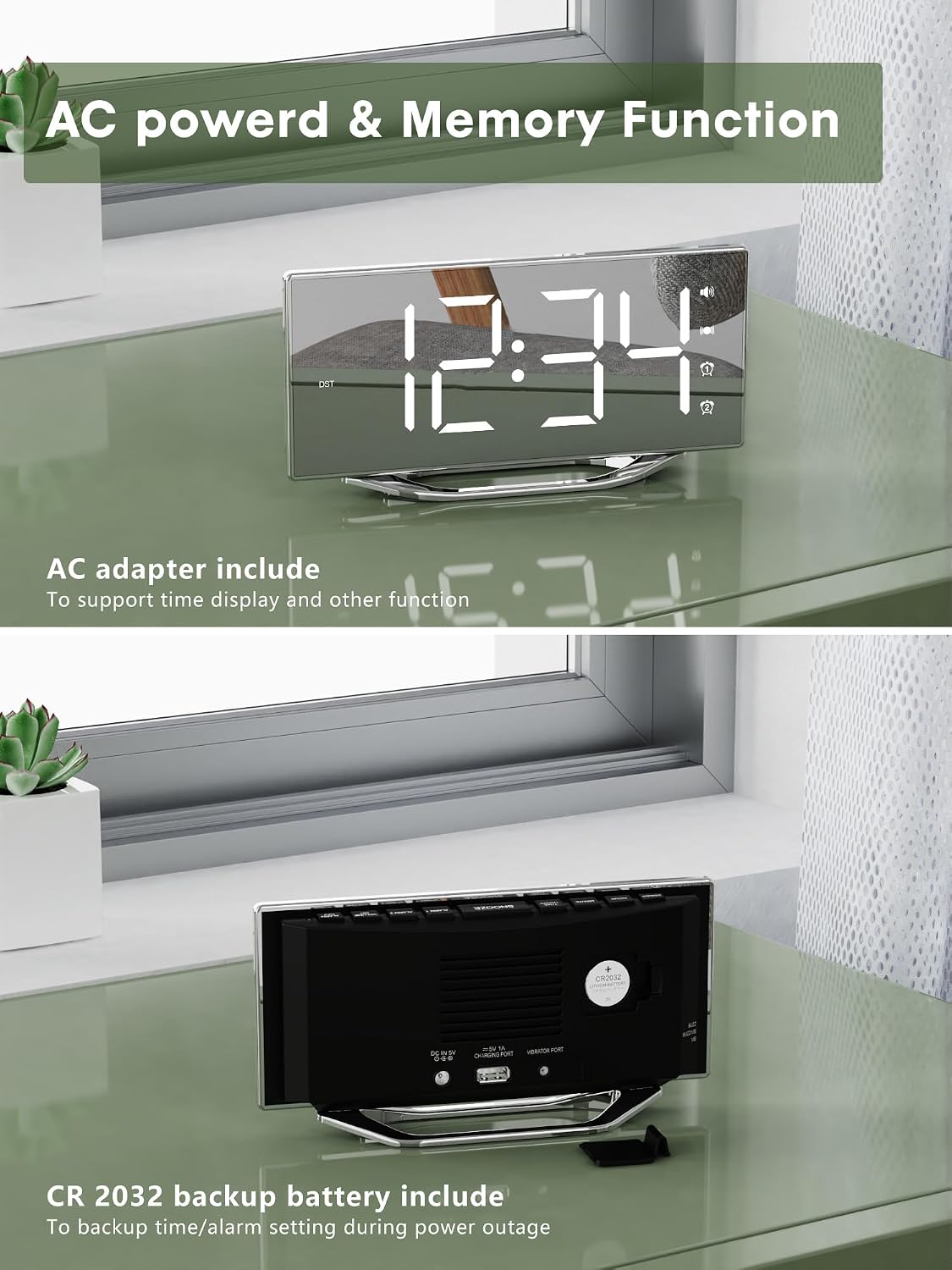 PPLEE Extra Loud Vibrating Alarm Clock with Bed Shaker
